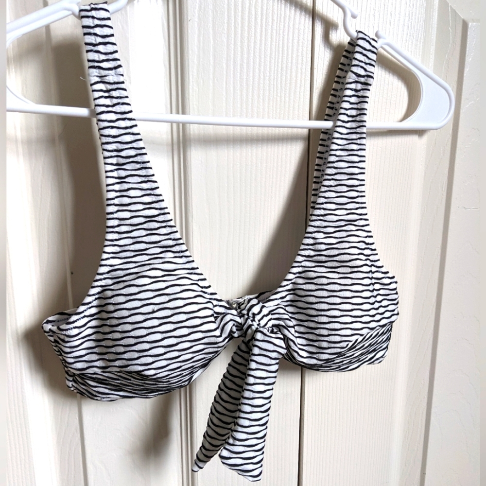 Black and white striped bikini top